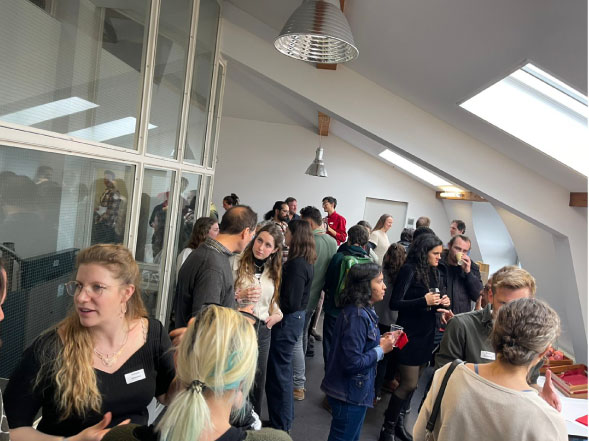Attendees having lunch and networking at a BPM event